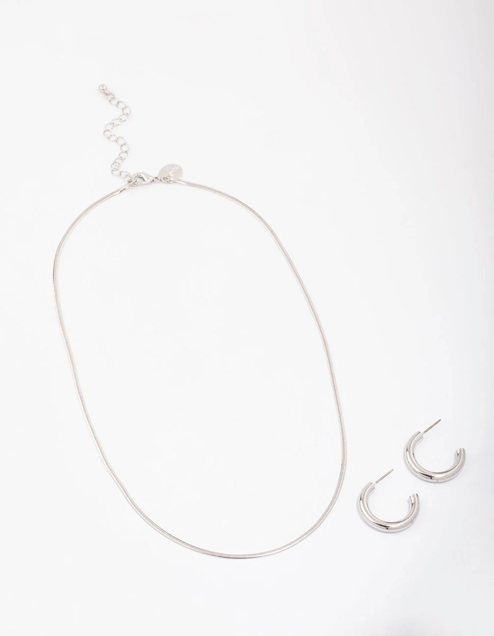 Silver Snake Chain Earrings & Necklace Jewellery Set - Image 2