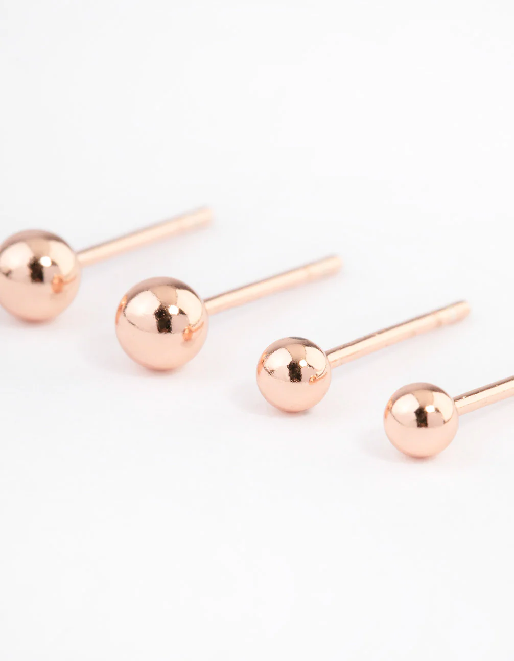 Rose Gold Plated Sterling Silver Plain Stud Earring Pack - Image 2