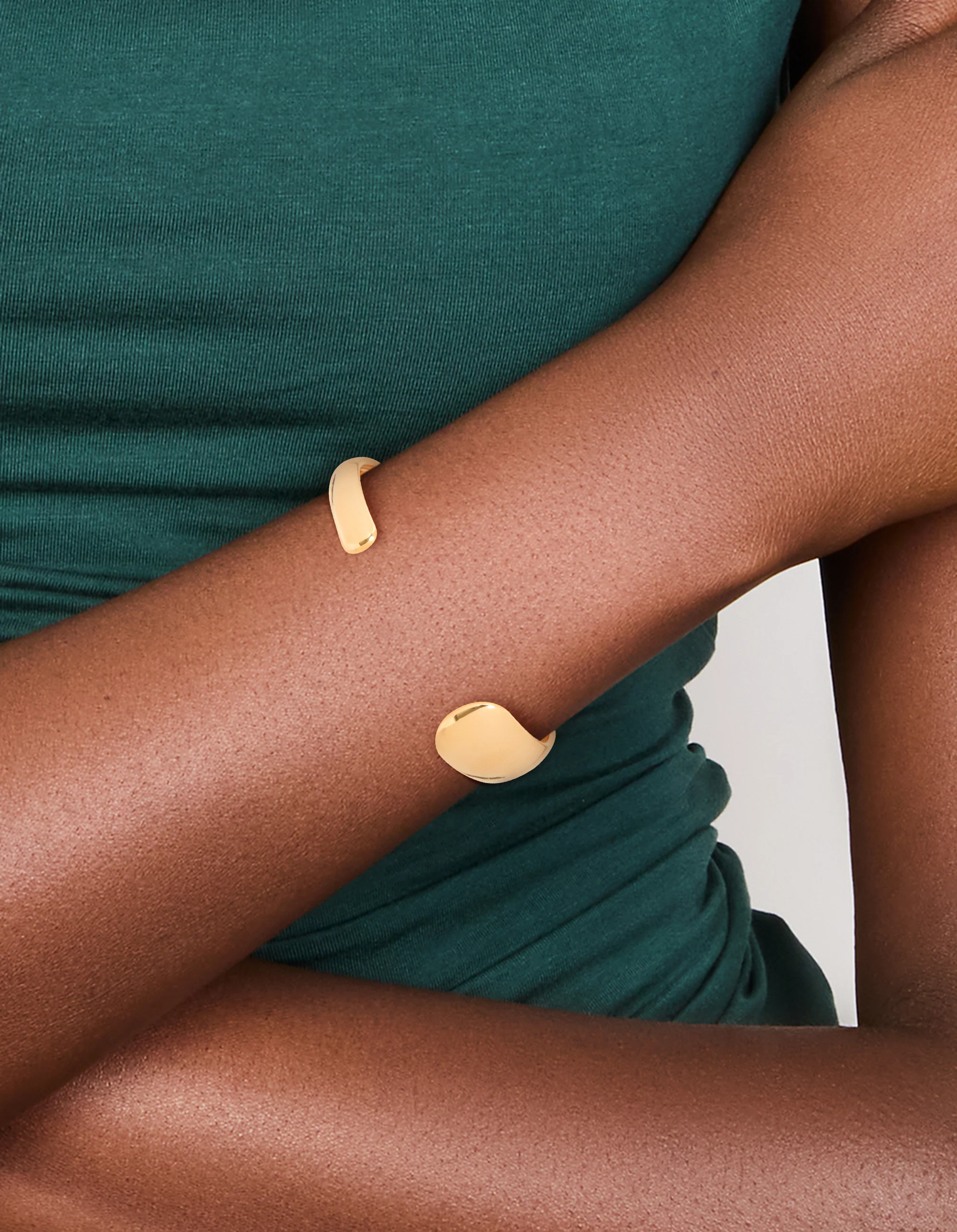 Waterproof Gold Plated Stainless Steel Asymmetrical Wrist Cuff - Image 2
