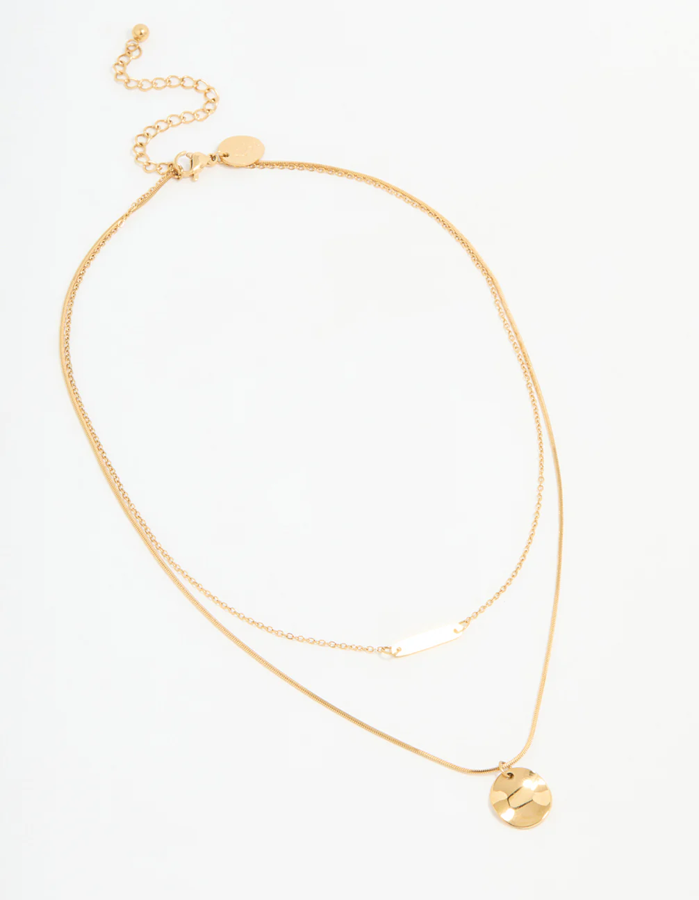 Waterproof Gold Plated Stainless Steel Bar & Coin Pendant Necklace - Image 4