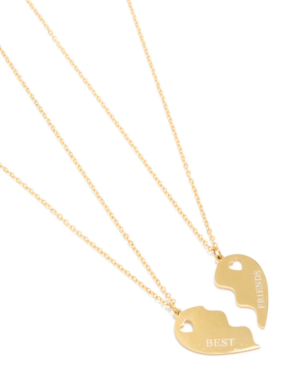 Waterproof Gold Plated Stainless Steel BFF Heart Necklaces 2-Pack