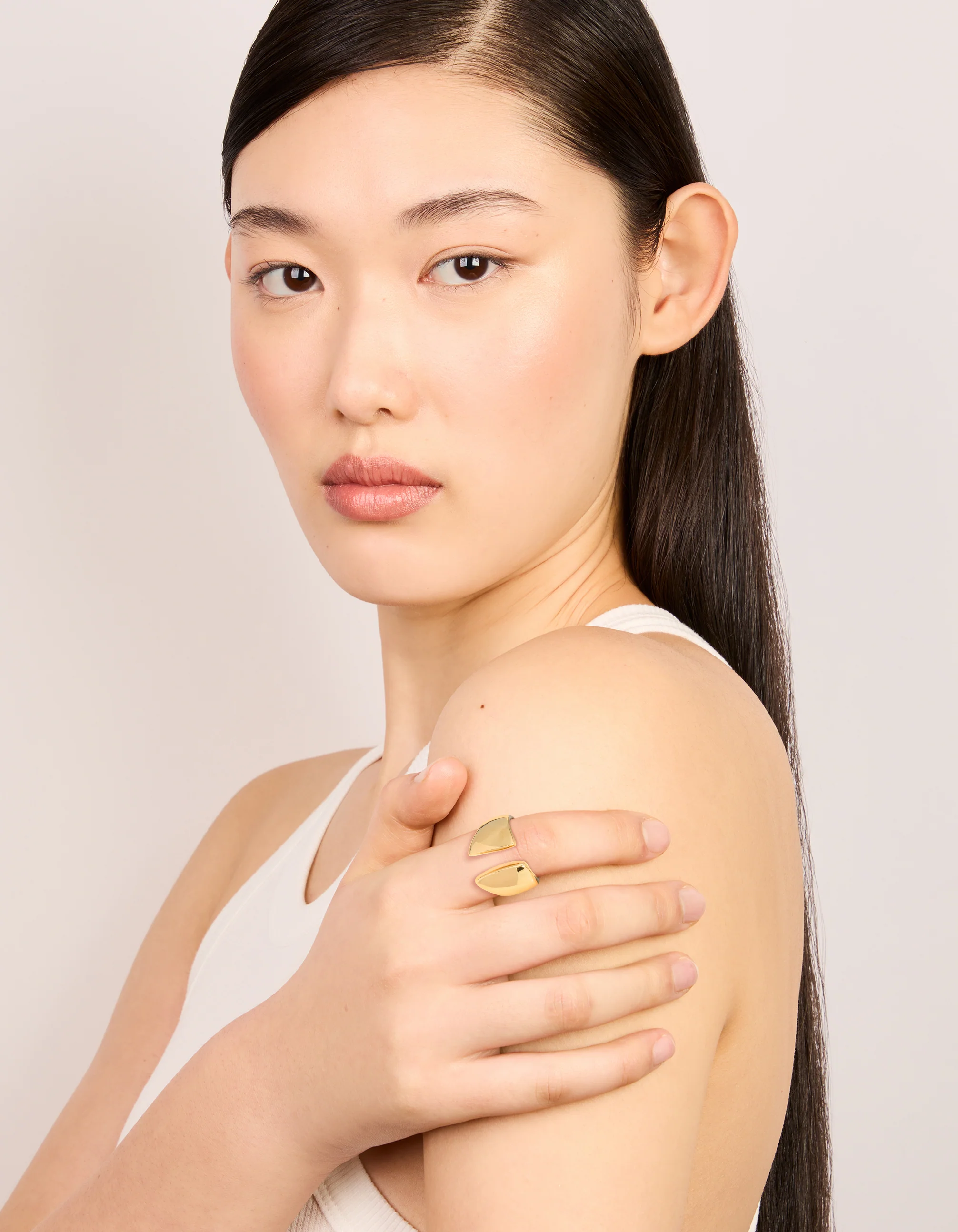 Waterproof Gold Plated Stainless Steel Chunky Open Ring - Image 3
