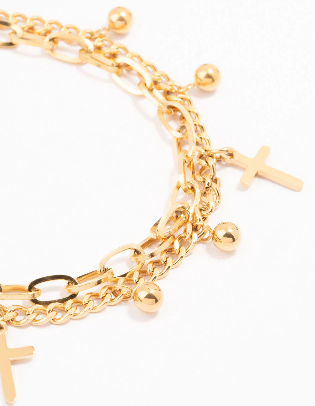 Waterproof Gold Plated Stainless Steel Cross Charm Bracelet - Image 2
