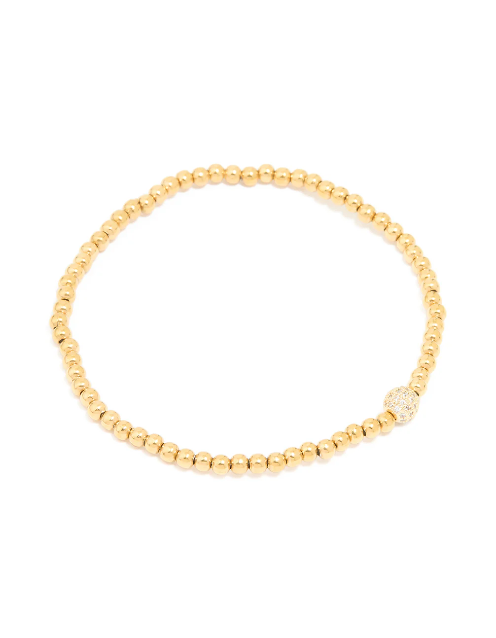 Waterproof Gold Plated Stainless Steel Cubic Zirconia Ball Stretch Bracelet