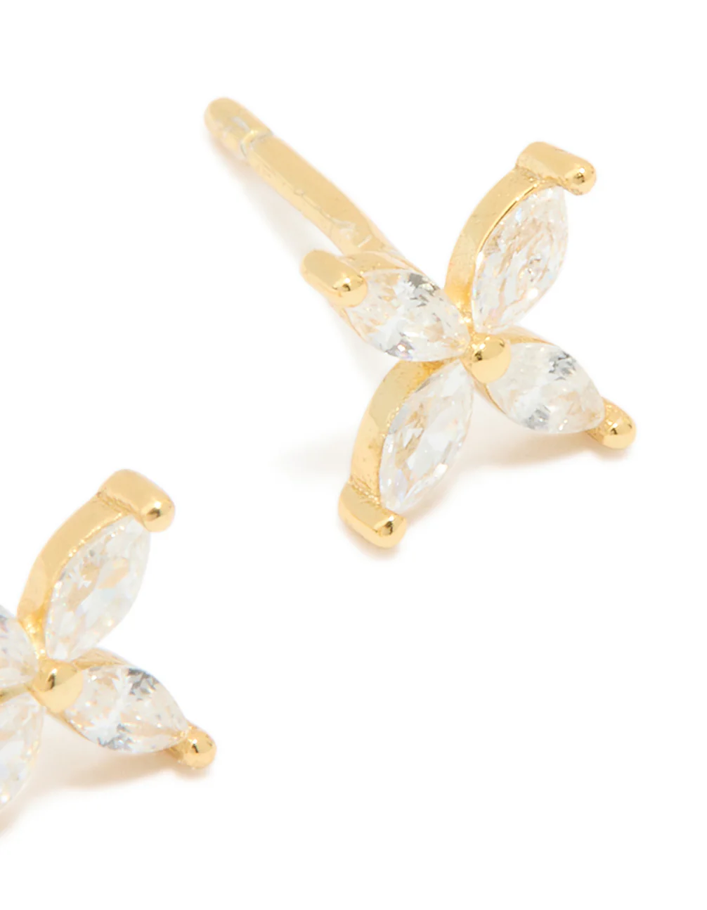 Waterproof Gold Plated Stainless Steel Cubic Zirconia Flower Stud Earrings - Image 5