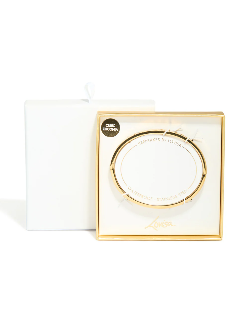 Waterproof Gold Plated Stainless Steel Cubic Zirconia Heart Bangle - Image 5