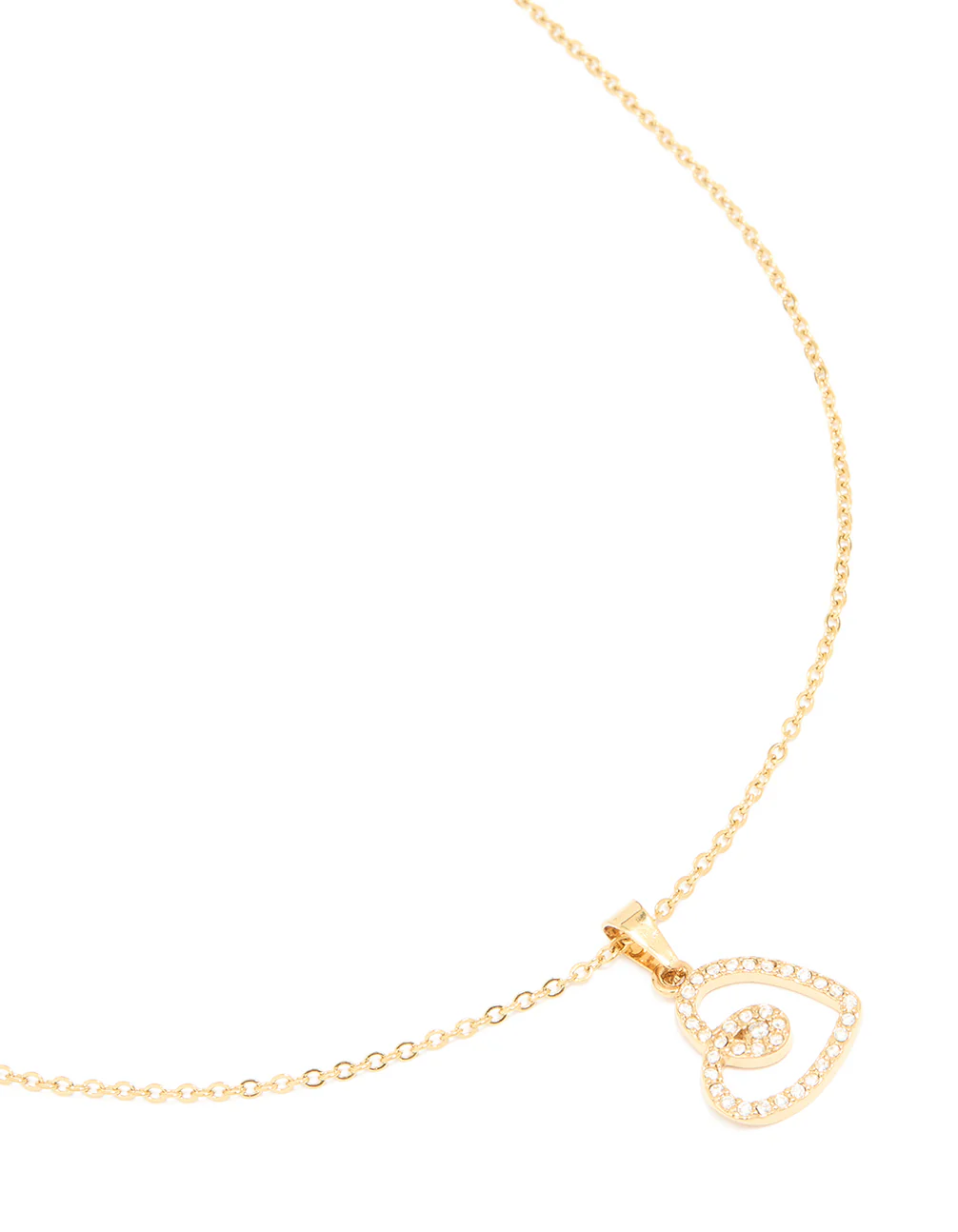 Waterproof Gold Plated Stainless Steel Cubic Zirconia Heart Necklace