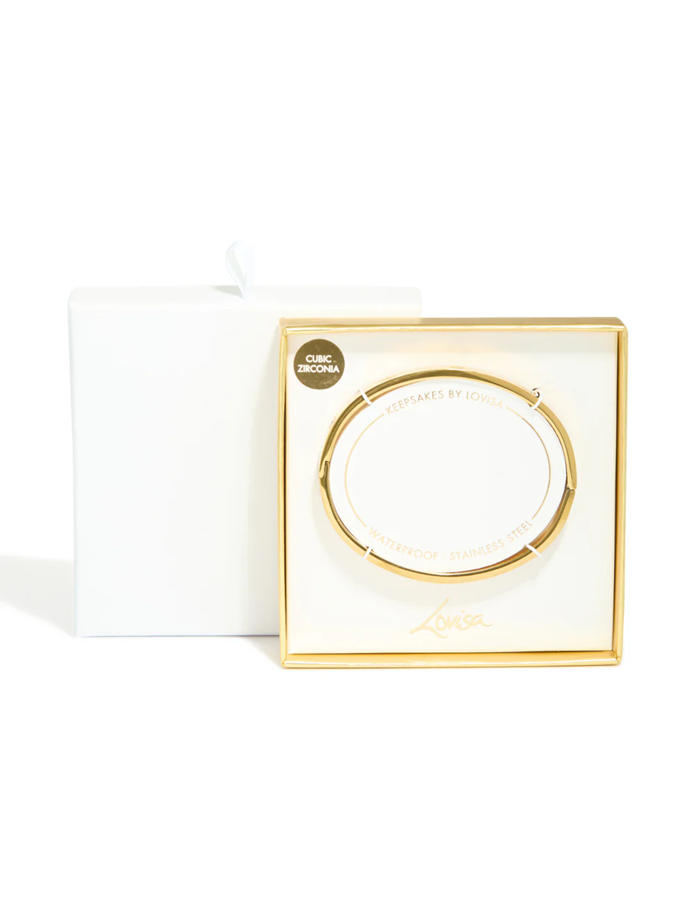 Waterproof Gold Plated Stainless Steel Cubic Zirconia Hinged Sunburst Bangle - Image 5