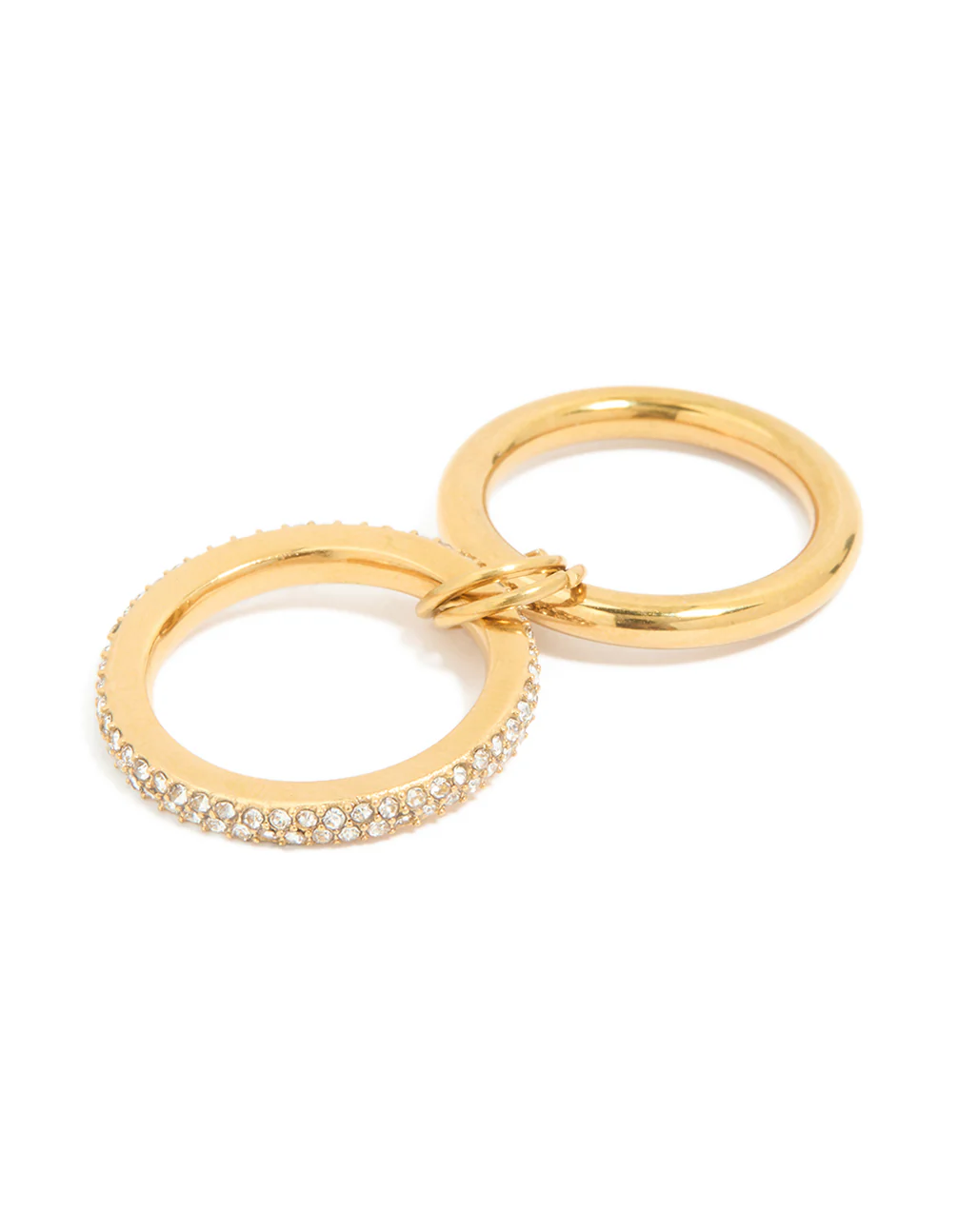 Waterproof Gold Plated Stainless Steel Cubic Zirconia Spinner Rondell Stacked Ring - Image 4
