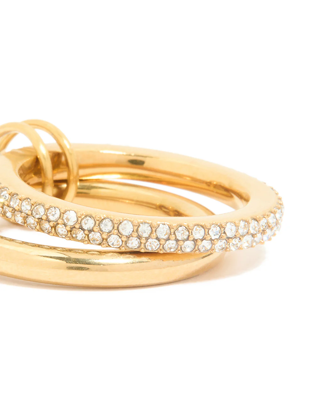 Waterproof Gold Plated Stainless Steel Cubic Zirconia Spinner Rondell Stacked Ring - Image 5