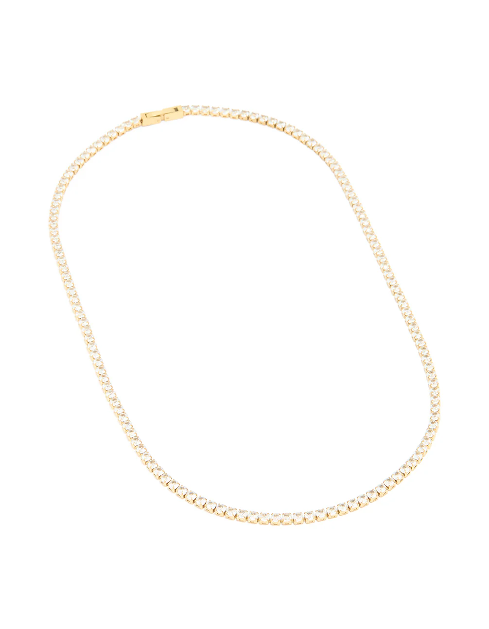 Waterproof Gold Plated Stainless Steel Cubic Zirconia Tennis Necklace - Image 2