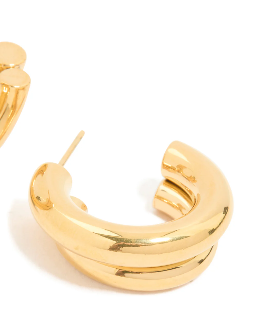 Waterproof Gold Plated Stainless Steel Double Illusion Hoop Earrings - Image 5