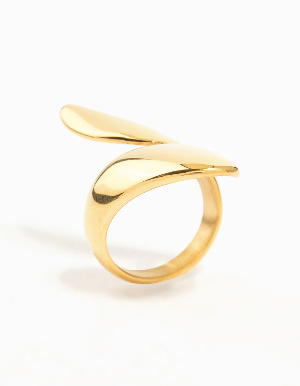Waterproof Gold Plated Stainless Steel Elongated Wrapped Ring - Image 3