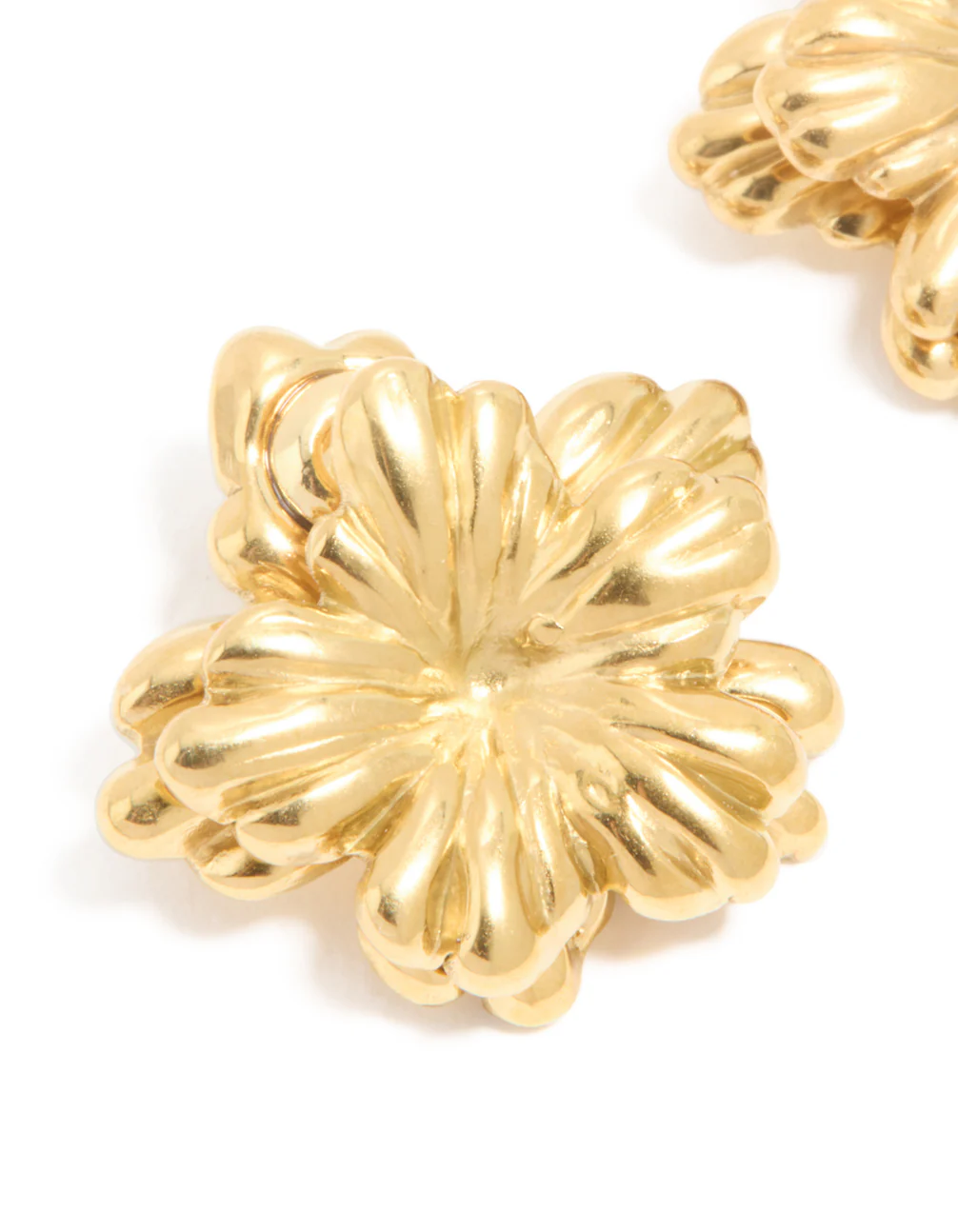 Waterproof Gold Plated Stainless Steel Floral Earrings - Image 4