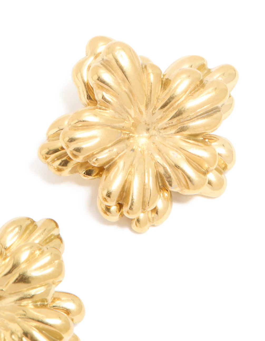 Waterproof Gold Plated Stainless Steel Floral Earrings - Image 5