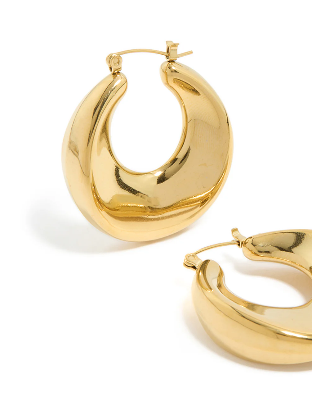Waterproof Gold Plated Stainless Steel Large Hoop Earrings - Image 4