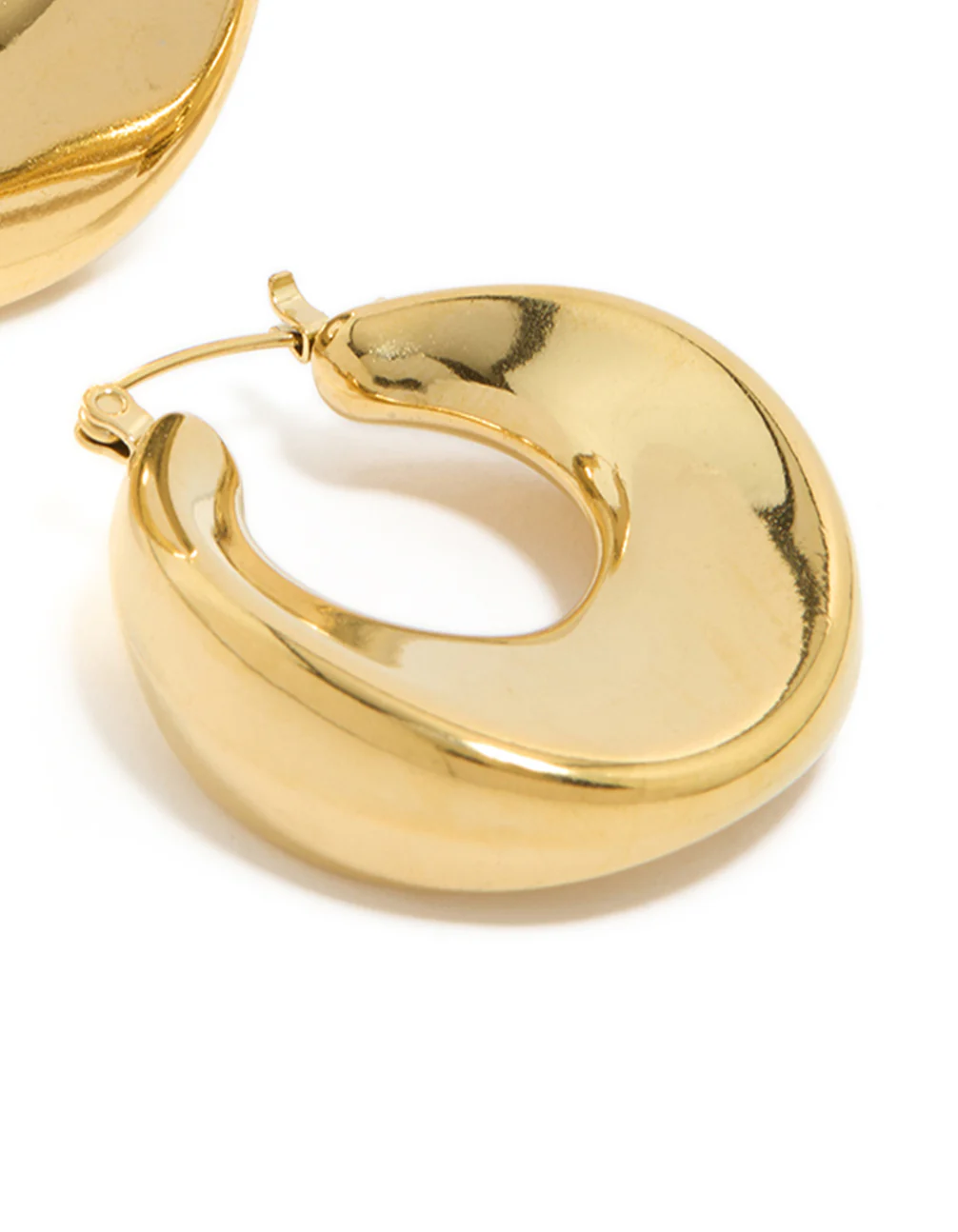 Waterproof Gold Plated Stainless Steel Large Hoop Earrings - Image 5