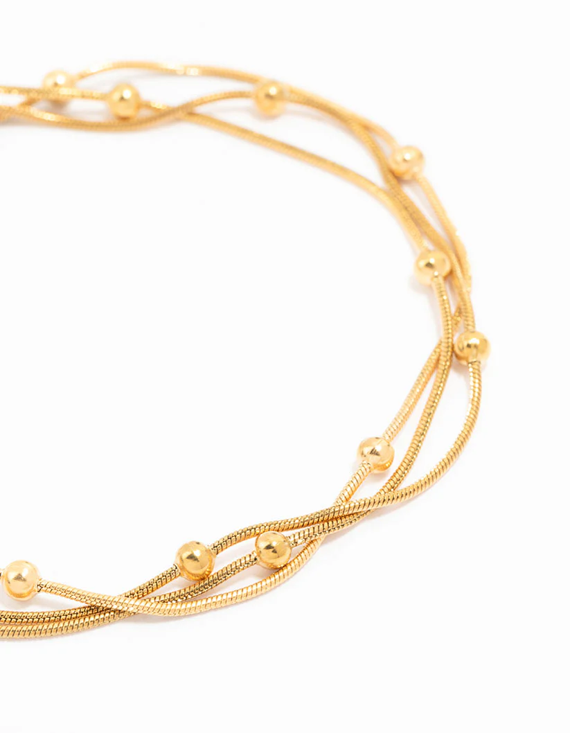 Waterproof Gold Plated Stainless Steel Layered Station Bracelet - Image 2