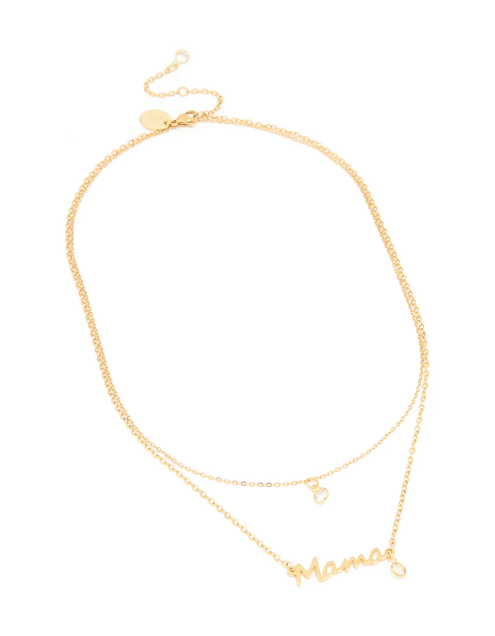 Waterproof Gold Plated Stainless Steel Mama & Cubic Zirconia Pendant Necklaces 2-Pack - Image 2