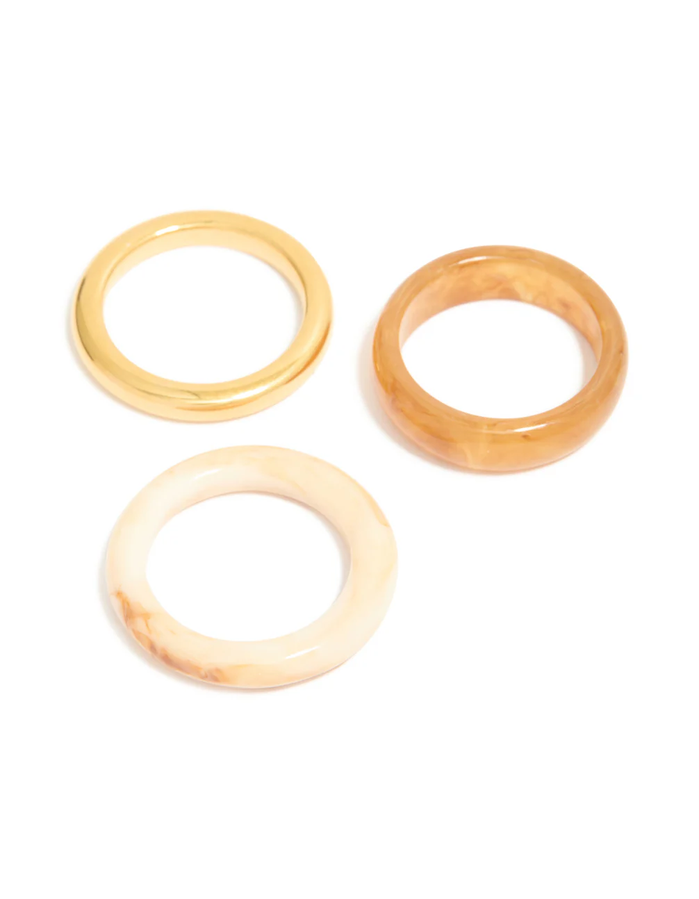 Waterproof Gold Plated Stainless Steel & Marbled Stacking Rings 3-Pack - Image 2