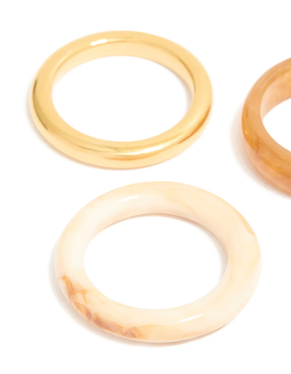 Waterproof Gold Plated Stainless Steel & Marbled Stacking Rings 3-Pack - Image 4