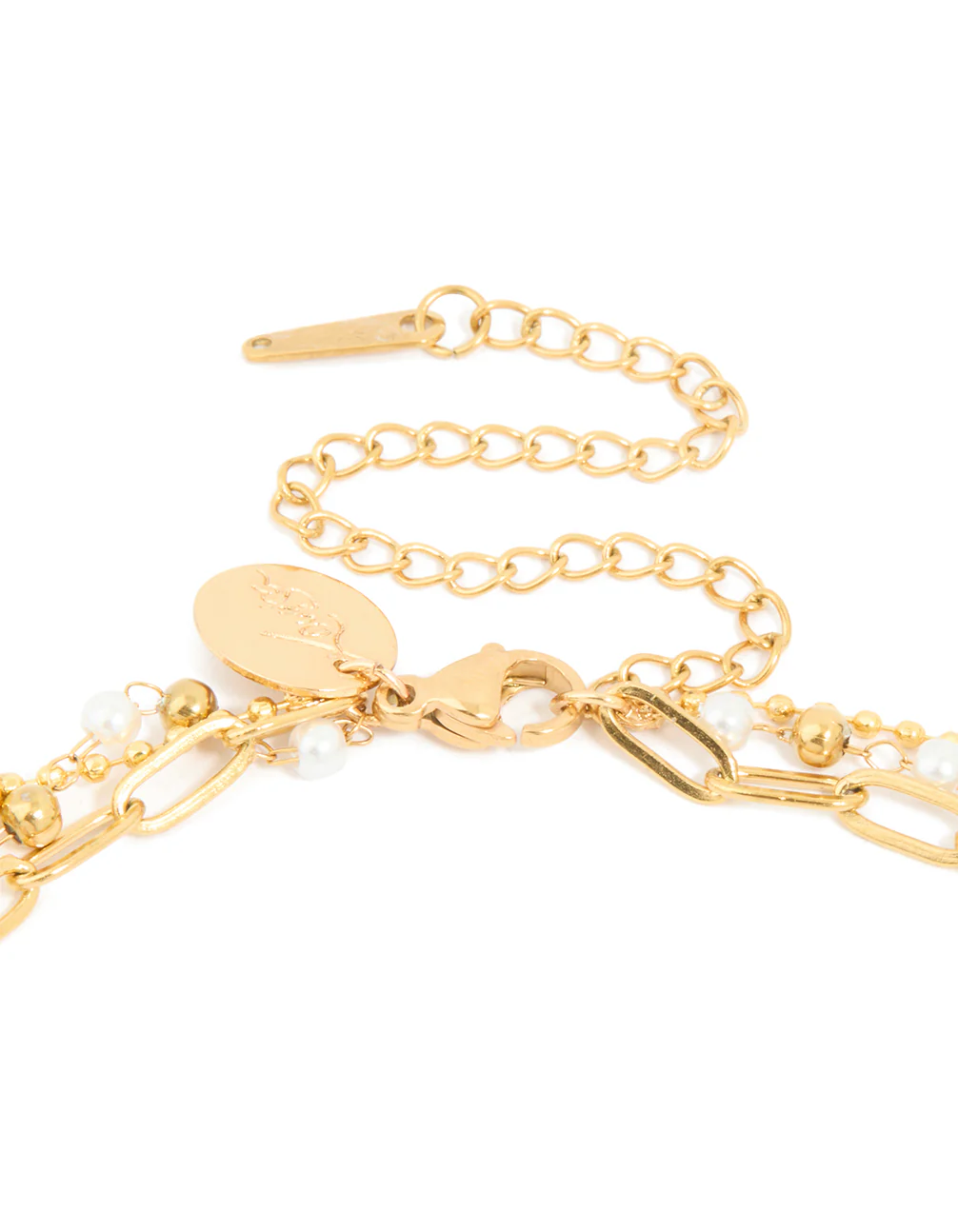 Waterproof Gold Plated Stainless Steel Multi Beaded Layered Necklace - Image 3