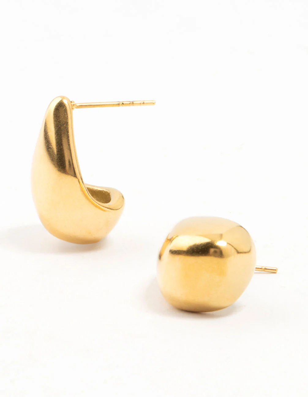 Waterproof Gold Plated Stainless Steel Organic Drop Earrings - Image 2