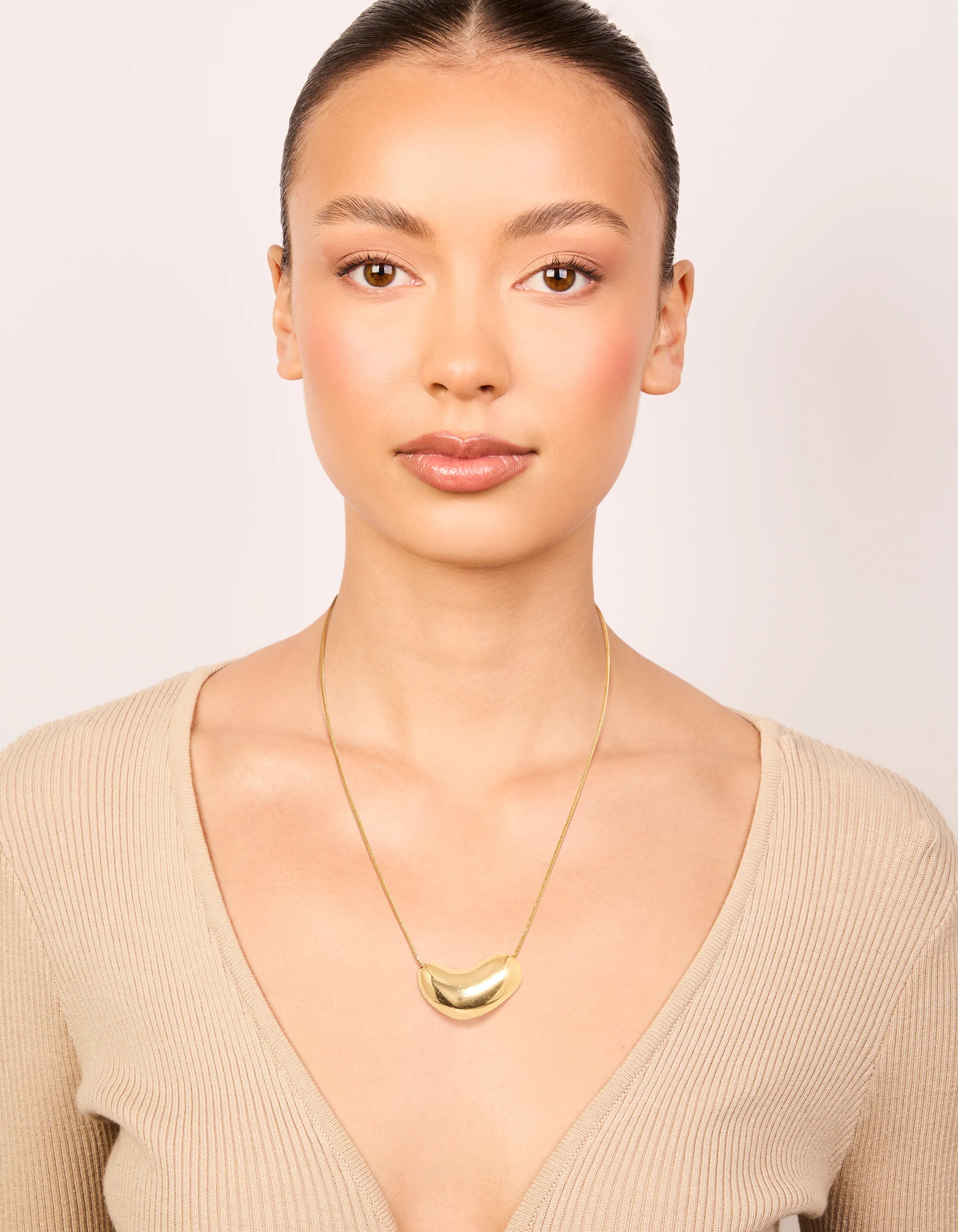 Waterproof Gold Plated Stainless Steel Pebble Pendant Necklace - Image 3