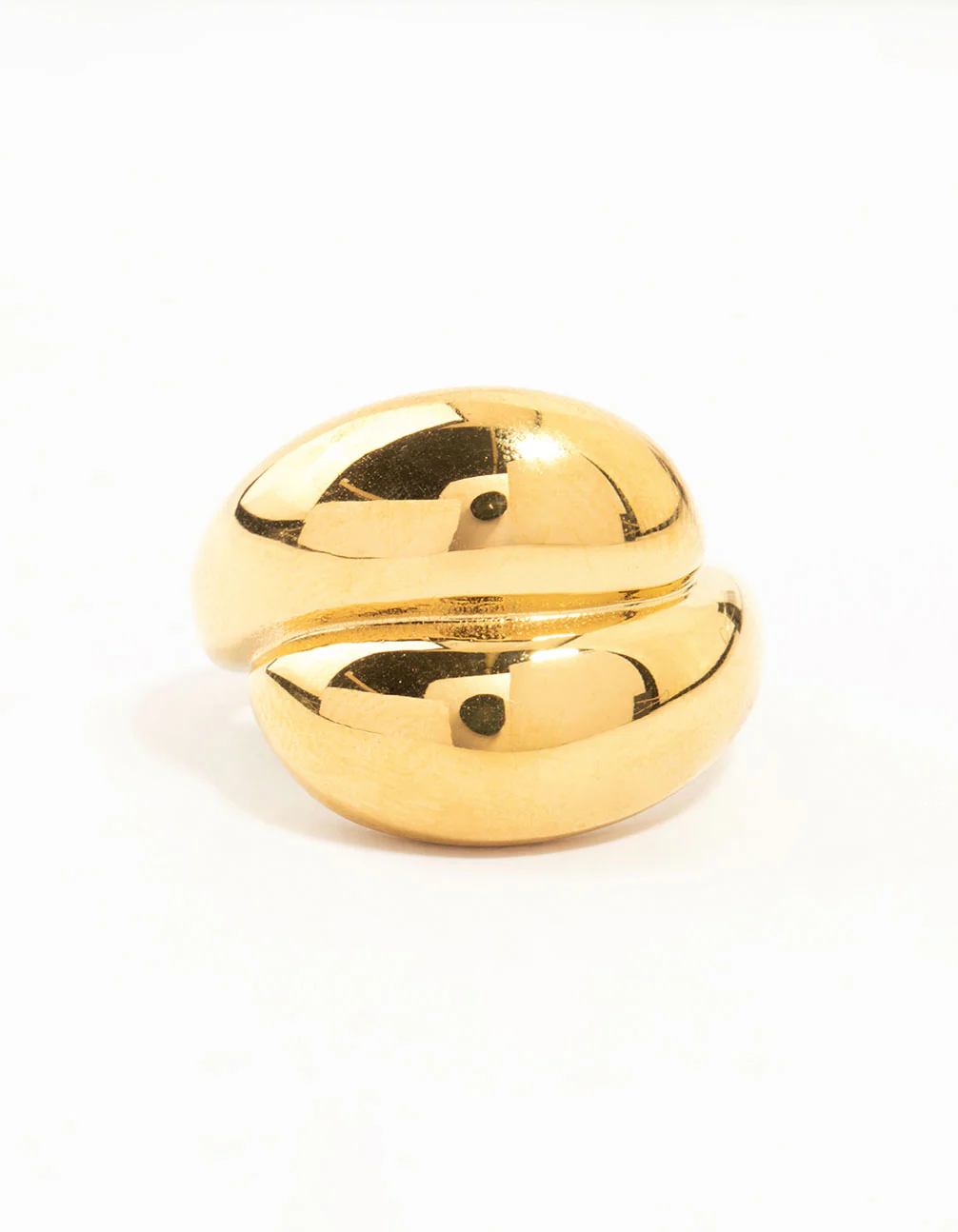 Waterproof Gold Plated Stainless Steel Puffy Stacked Ring - Image 2