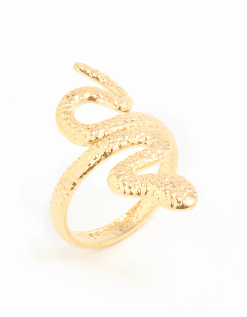 Waterproof Gold Plated Stainless Steel Textured Snake Wrap Ring - Image 2