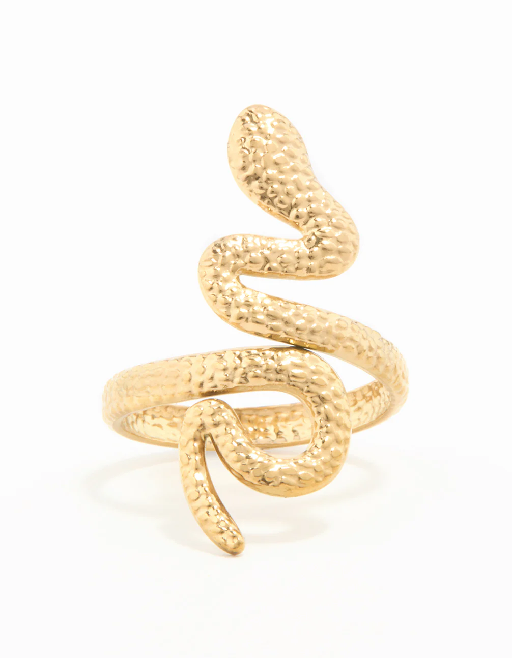 Waterproof Gold Plated Stainless Steel Textured Snake Wrap Ring - Image 3