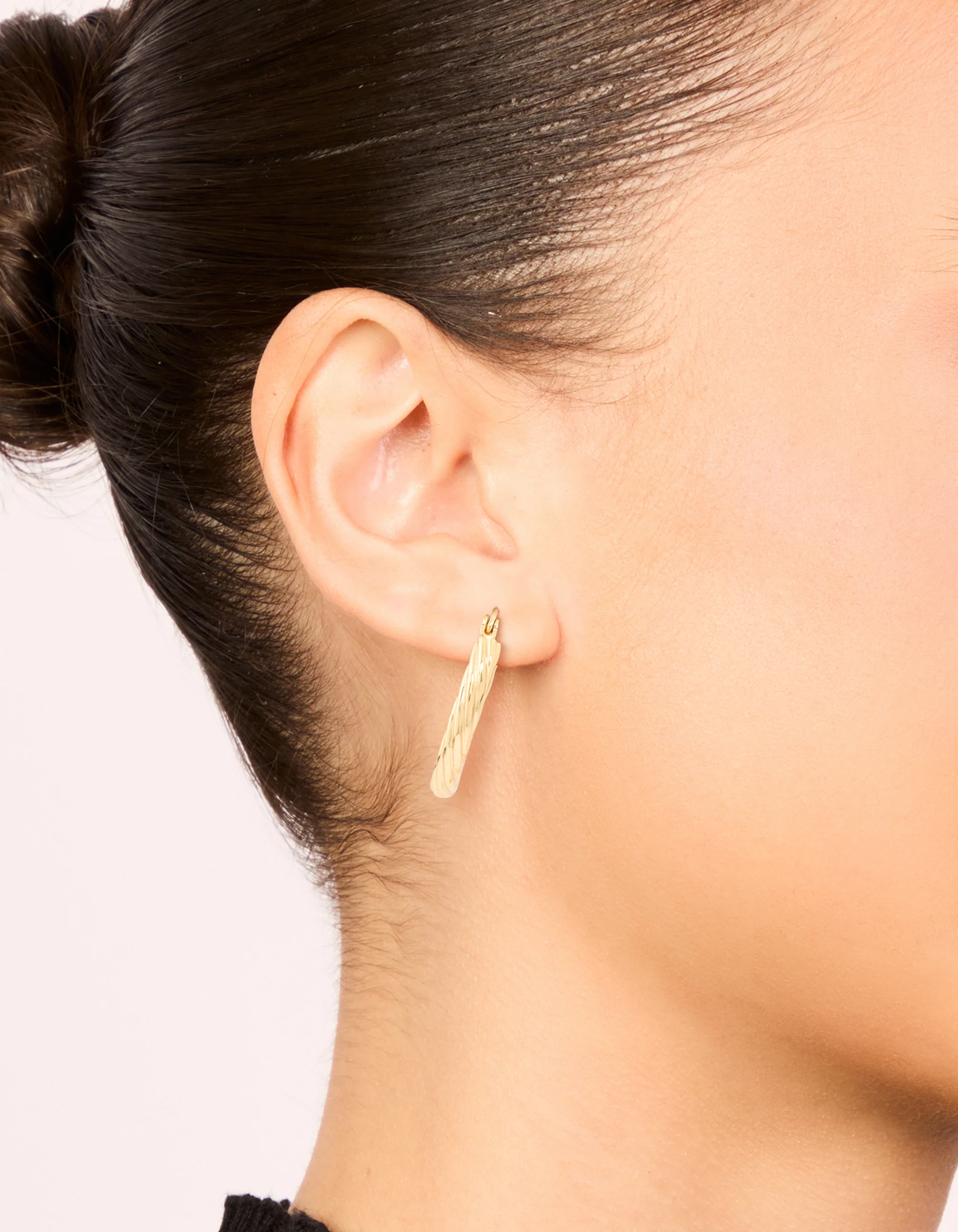 Waterproof Gold Plated Stainless Steel Twisted Medium Hoop Earrings - Image 6