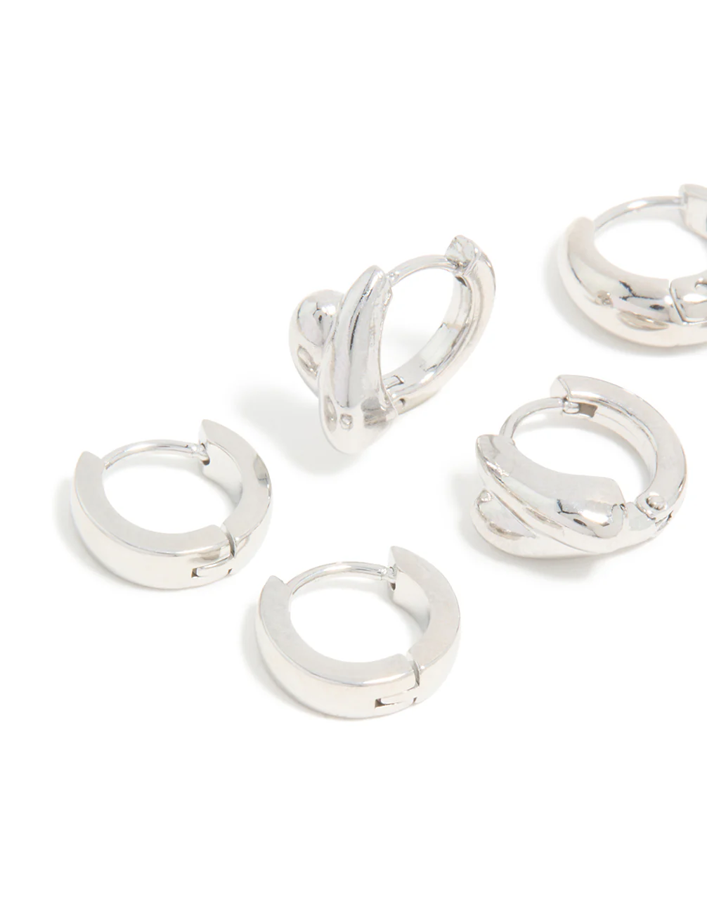 Waterproof Stainless Steel Chunky Huggie Earrings 3-Pack - Image 4