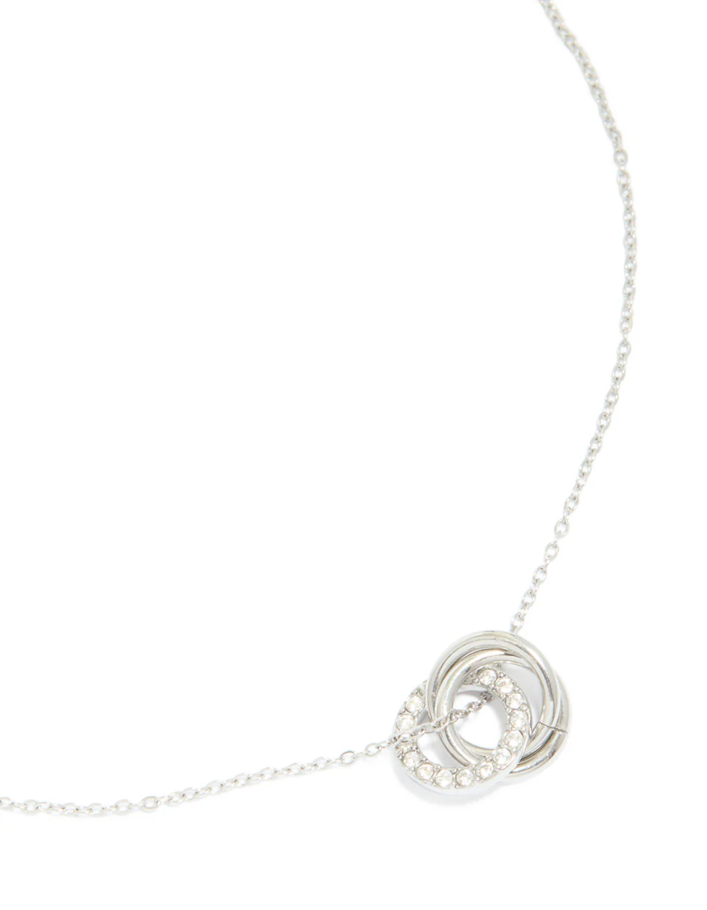 Waterproof Stainless Steel Cubic Zirconia Triple Circle Link Necklace - Image 2