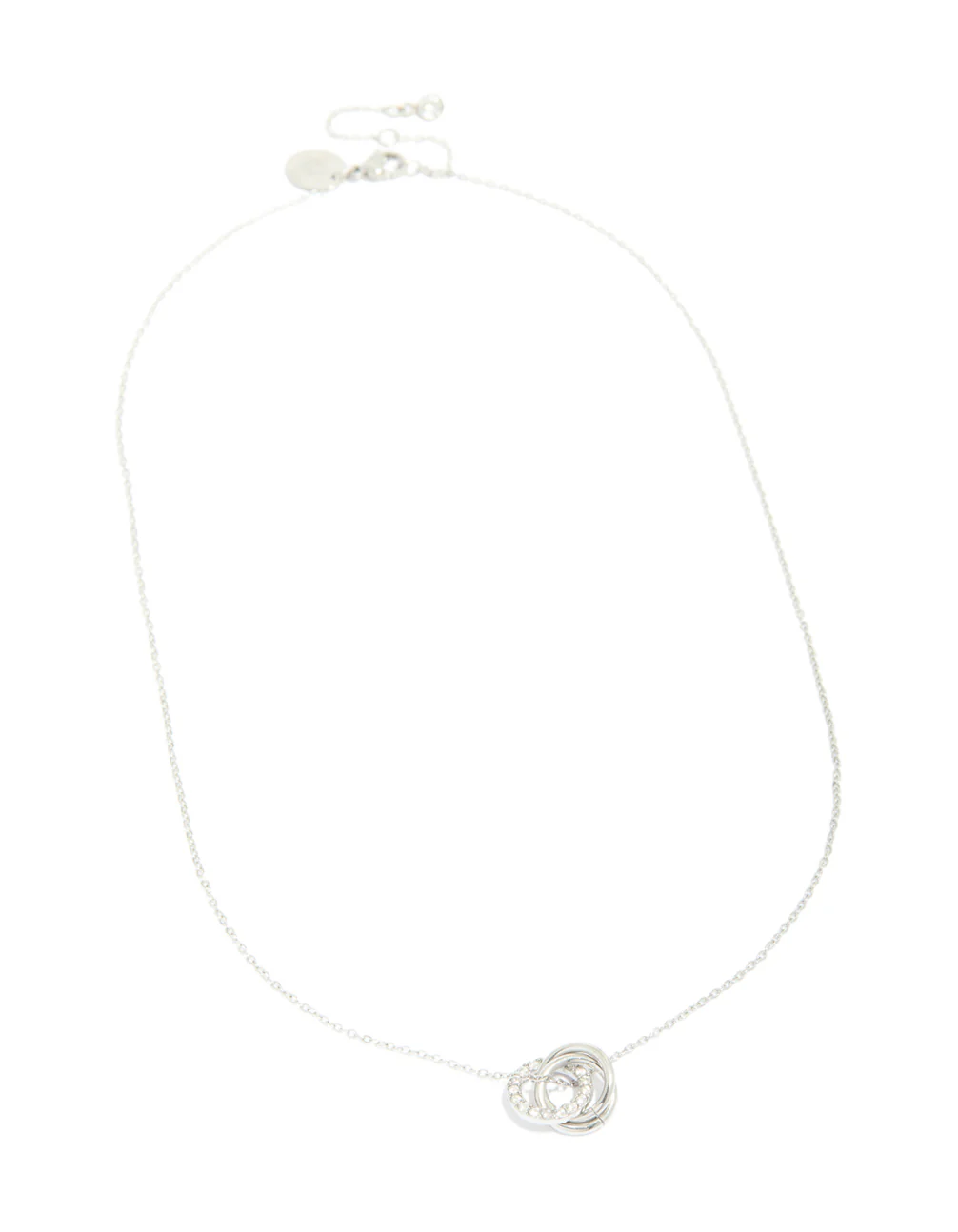 Waterproof Stainless Steel Cubic Zirconia Triple Circle Link Necklace - Image 4