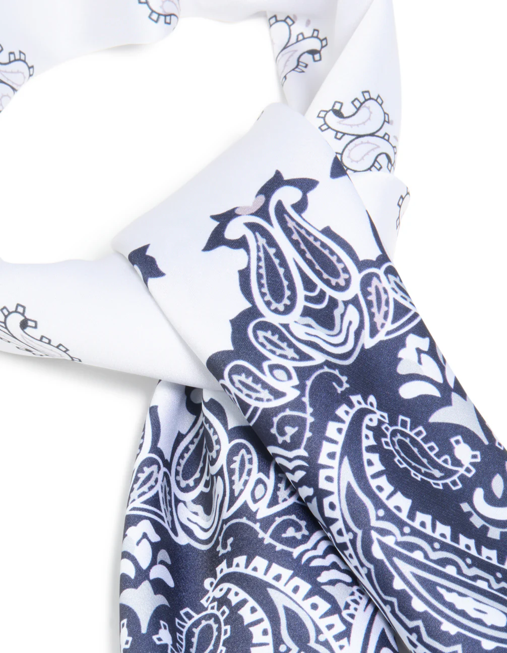 White & Blue Deco Paisley Fabric Scarf - Image 2