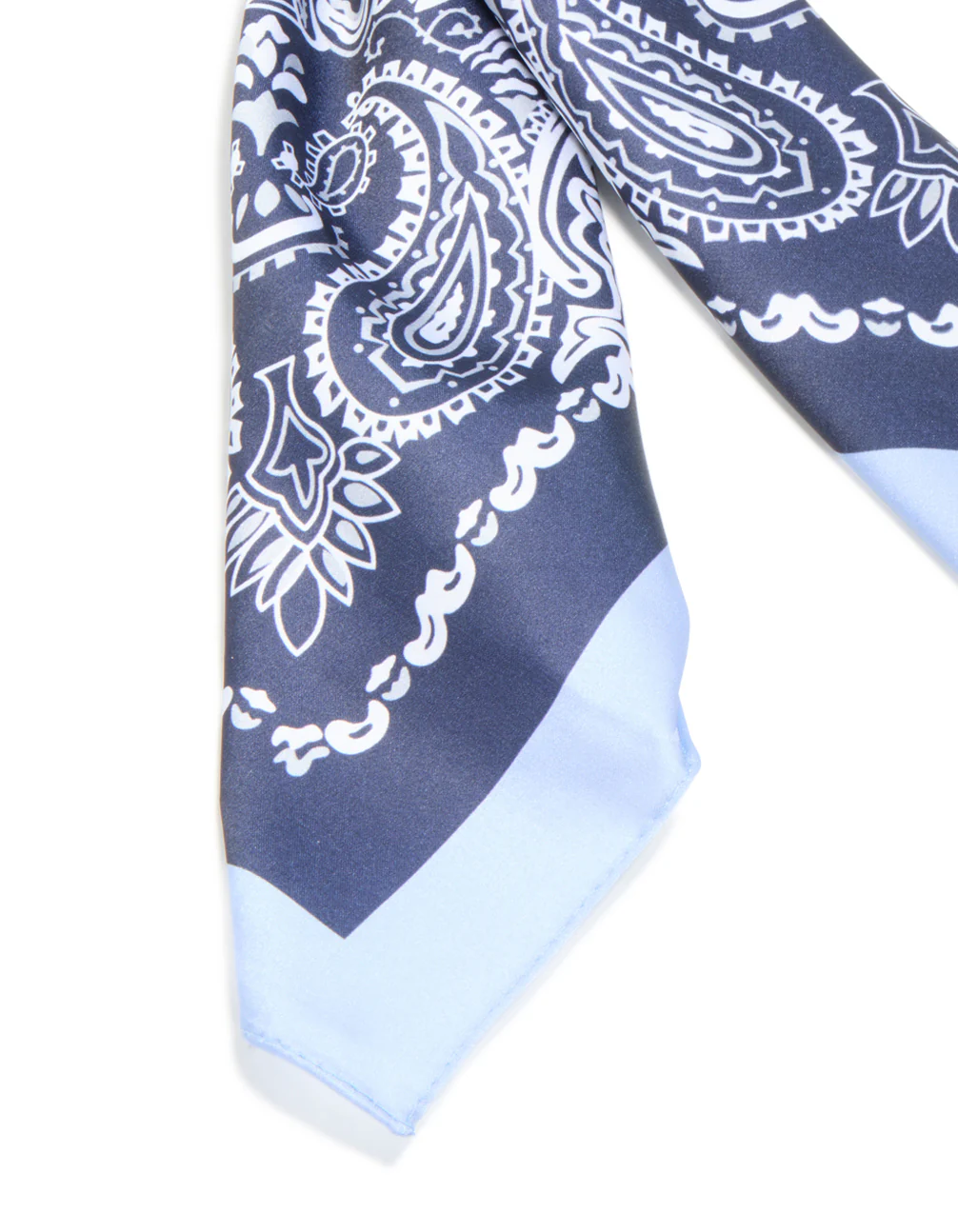 White & Blue Deco Paisley Fabric Scarf - Image 3