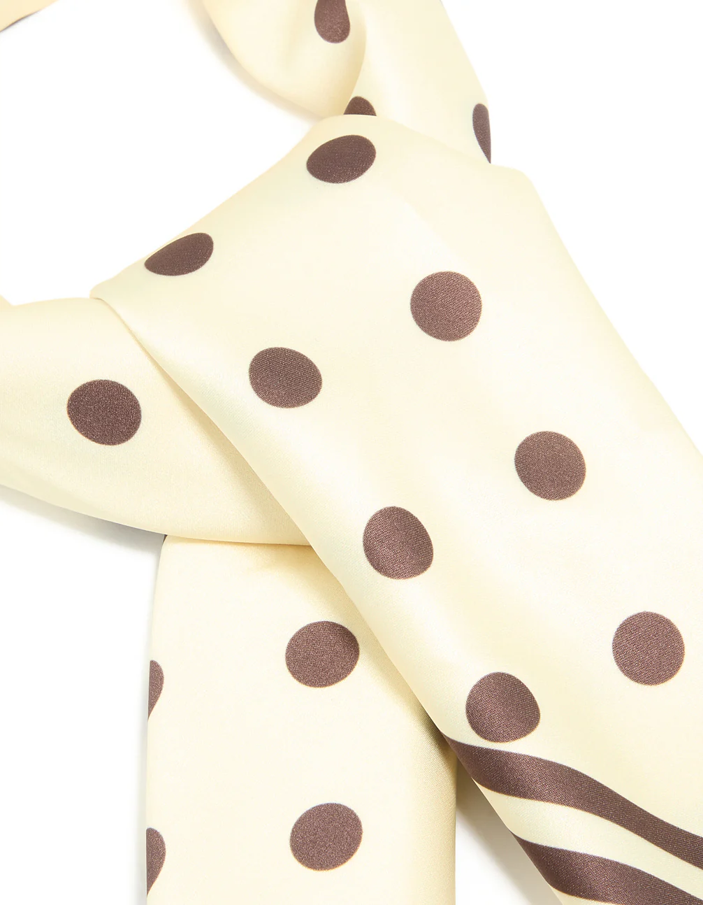 White & Brown Polka Dot Print Scarf - Image 2