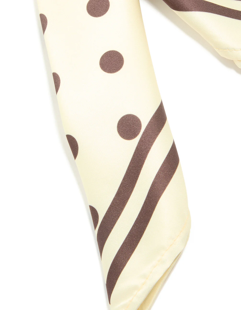 White & Brown Polka Dot Print Scarf - Image 3
