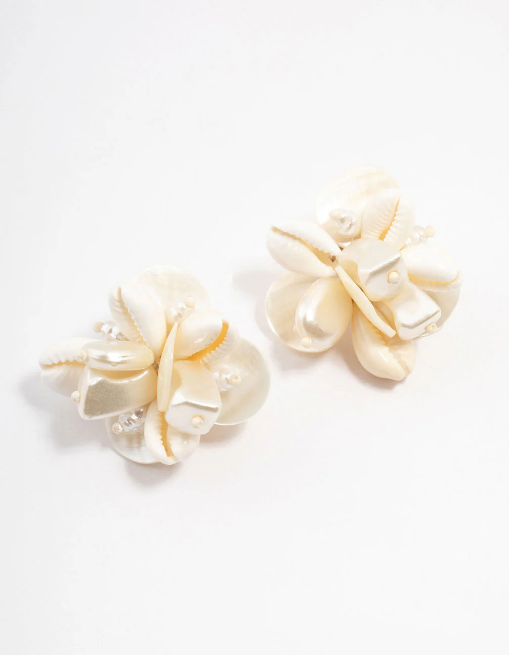 White Cluster Shell Stud Earrings