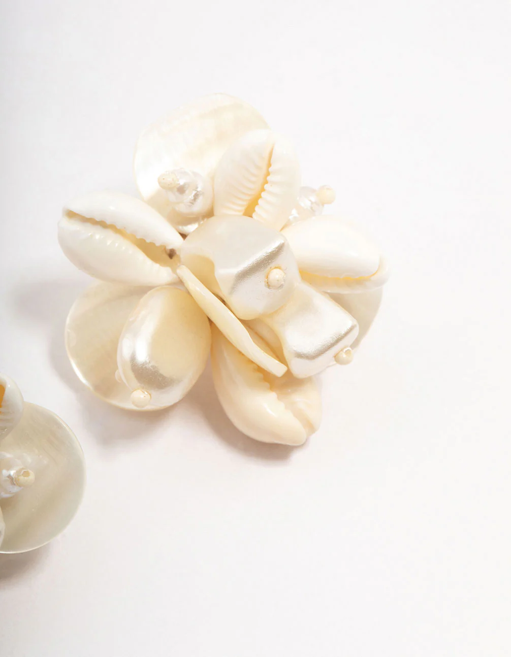White Cluster Shell Stud Earrings - Image 3
