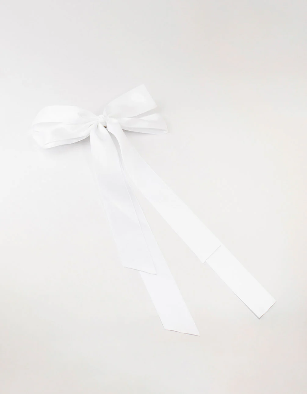 White Fabric Oversized Ribbon Bow Clip