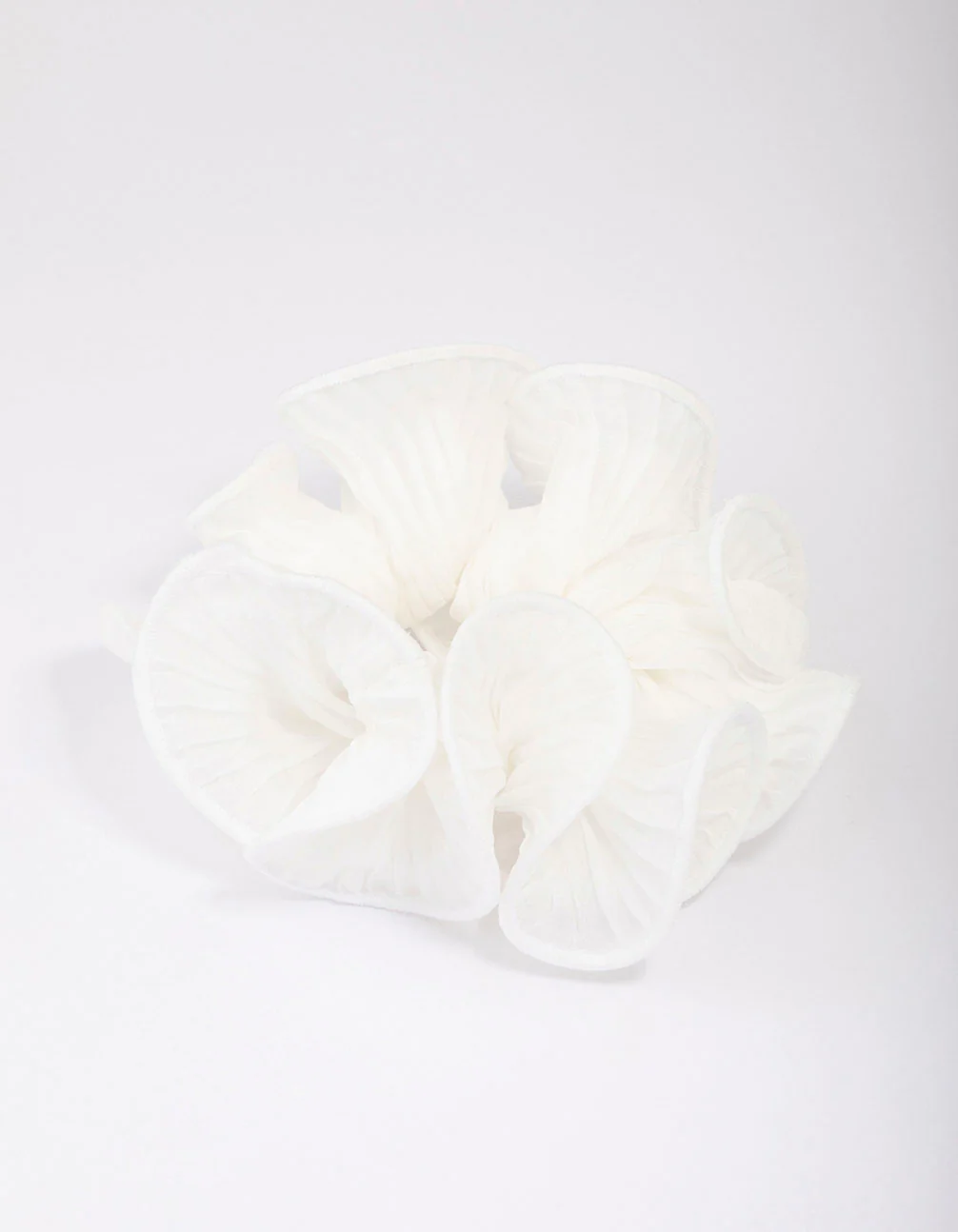 White Fabric Pleated Hair Scrunchie