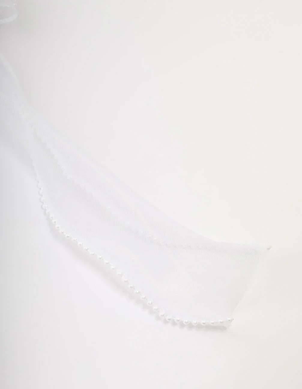 White Organza Fabric & Pearl Bow Hair Clip - Image 3