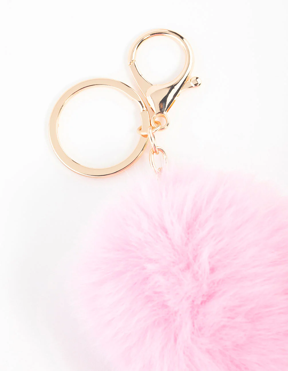 Pink Pom Pom Fabric Keychain - Image 3