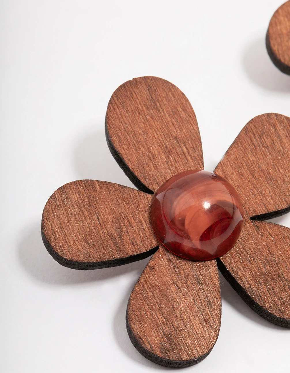 Wooden Flower Stud Earrings - Image 2