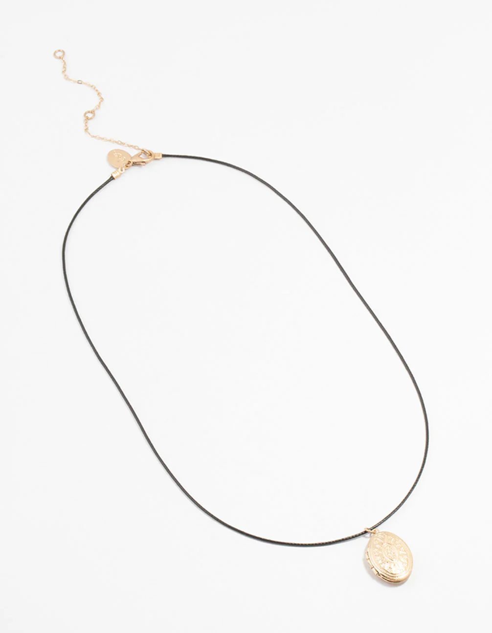 Worn Gold Locket Cord Necklace - Image 2