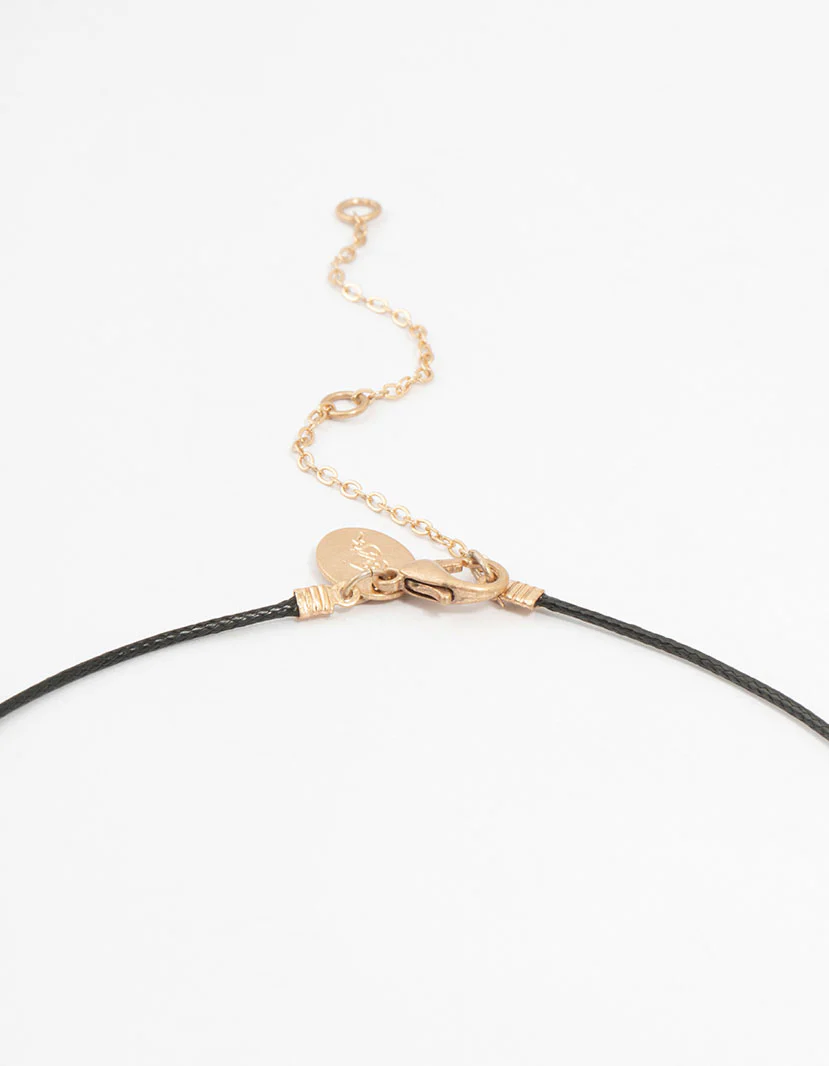Worn Gold Locket Cord Necklace - Image 3