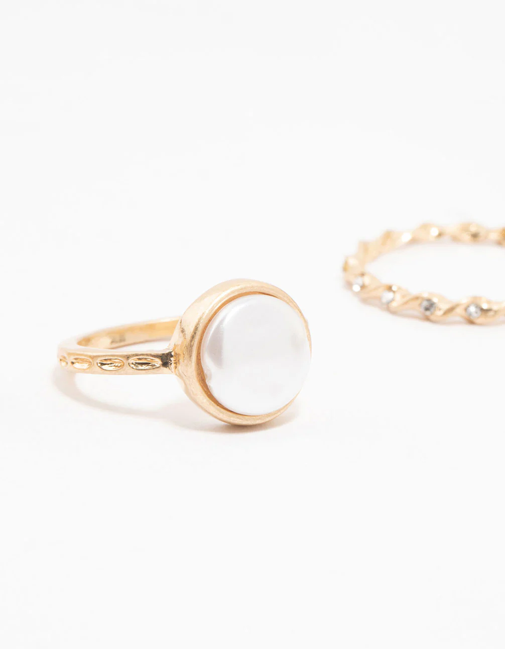 Worn Gold Pearl & Celestial Rings 6-Pack - Image 3