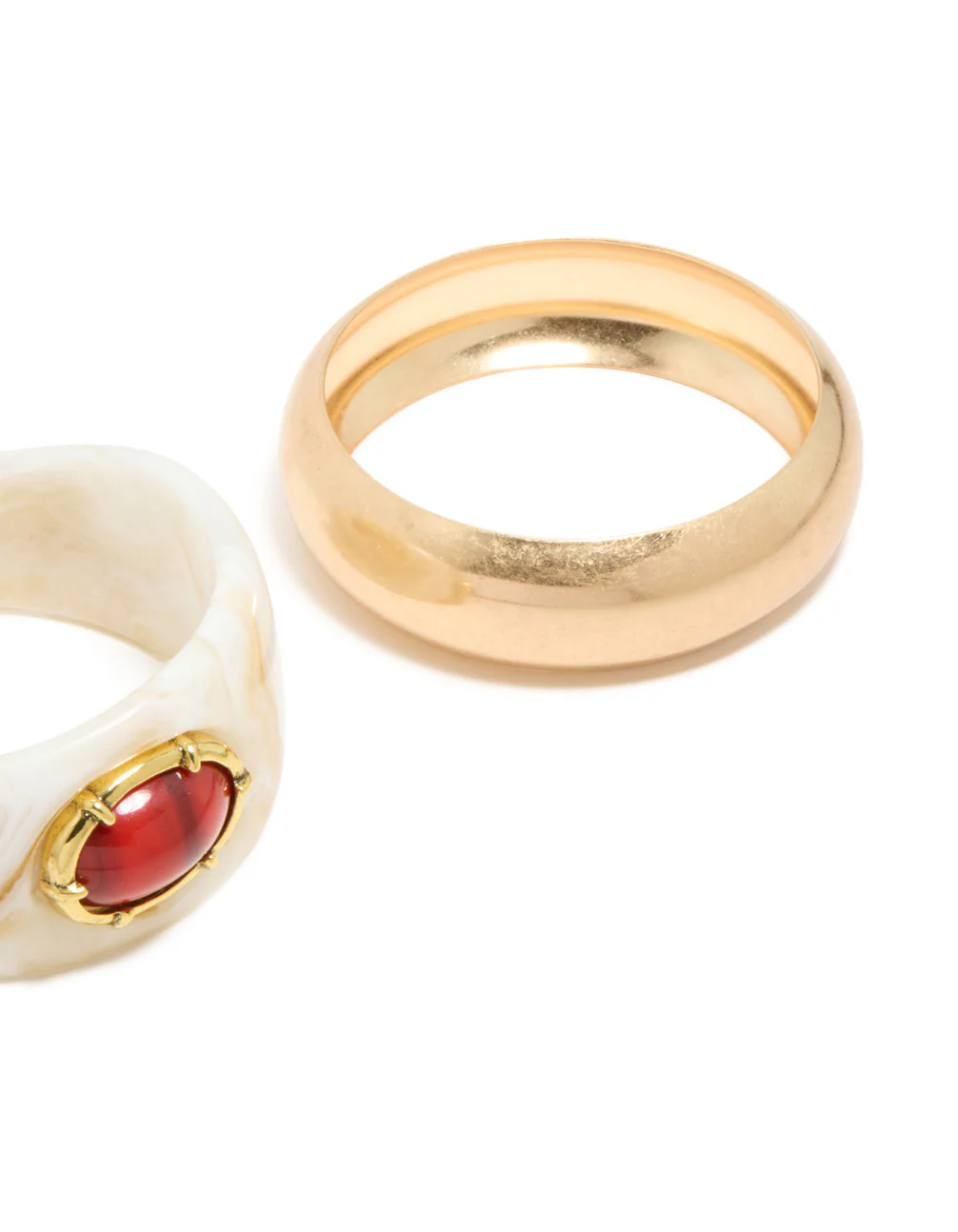 Worn Gold & White Resin With Red Stone Bangles 2-Pack - Image 3